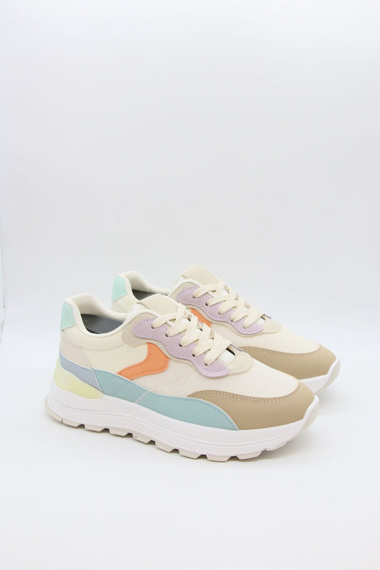 Soleortho Multi Pastelfärgade Grova Sneakers Med Snörning